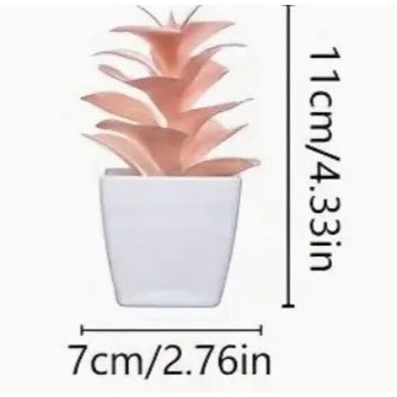 Mini Fake Faux Artificial Pink Succulent Potted Plant in Plastic White Pot - GUC - Picture 10 of 10